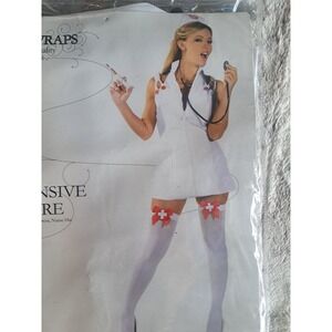 Underwraps Intensive Care Nurse White Zip Front Mini Dress & Hat Costume Large L